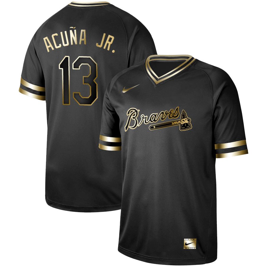 Men Atlanta Braves #13 Acuna jr Nike Black Gold MLB Jerseys->minnesota twins->MLB Jersey